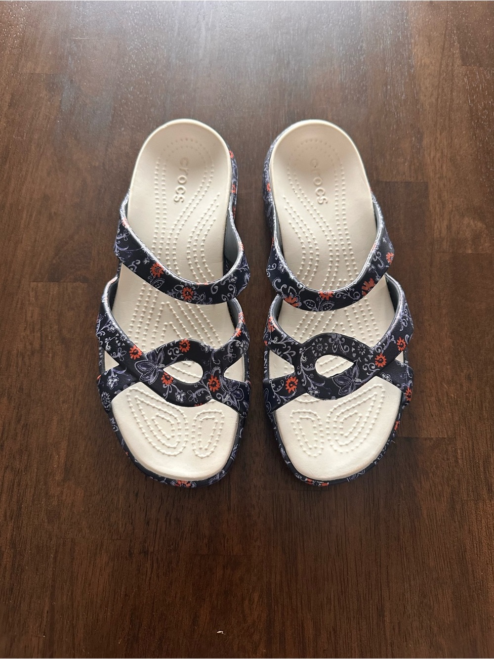 Crocs Women's Meleen Twist Sandals Navy with Flowers Size 9